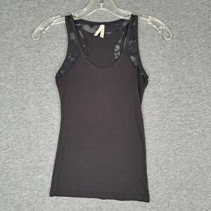 Color Story Tank Top Women Small Black Lace Trim Ribbed Racerback 3054
